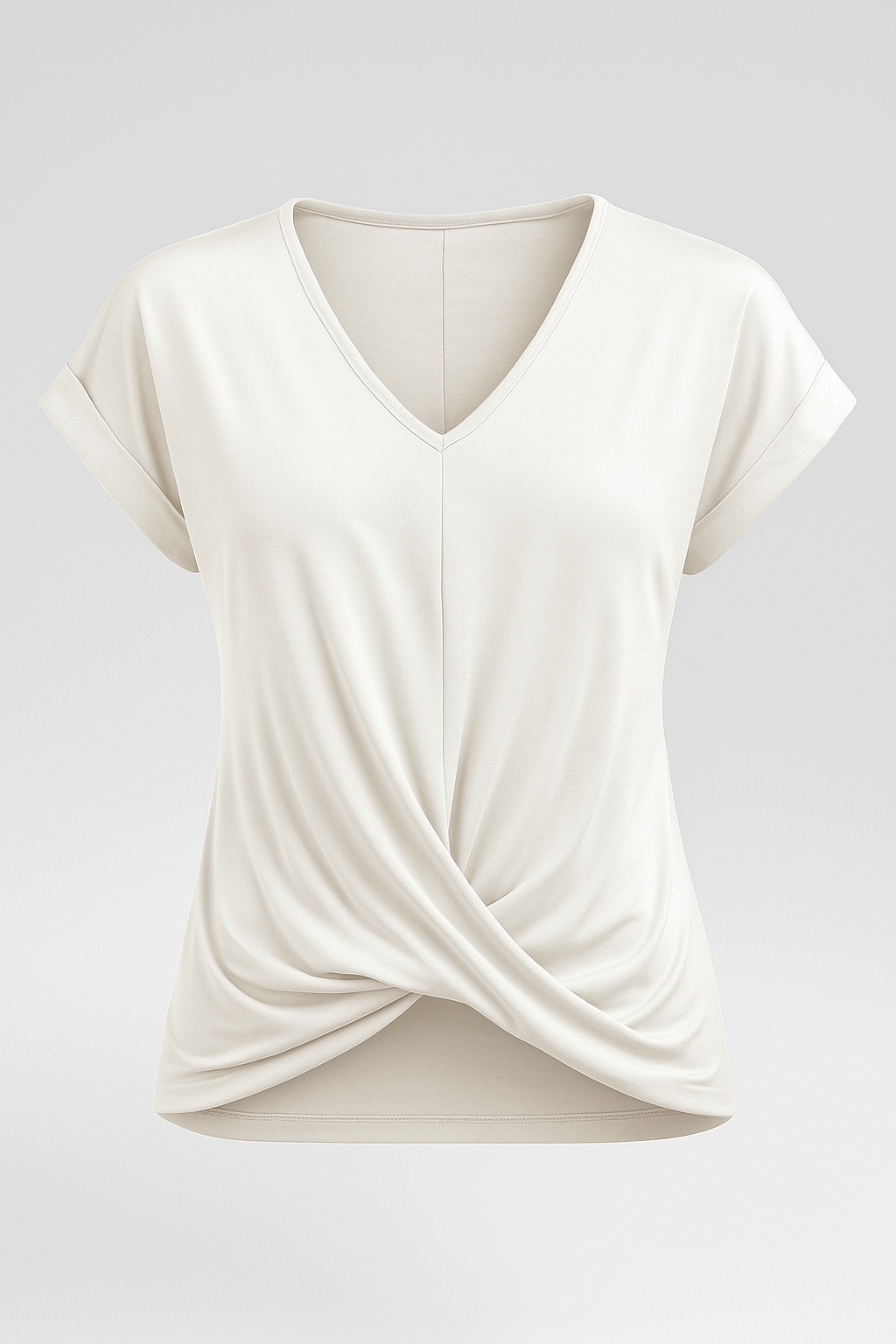 Ruth | V-neck T-shirt i blødt og let stof - Hvid - Ruth | V-neck T-shirt i blødt og let stof - €25 - {{ product_tags }