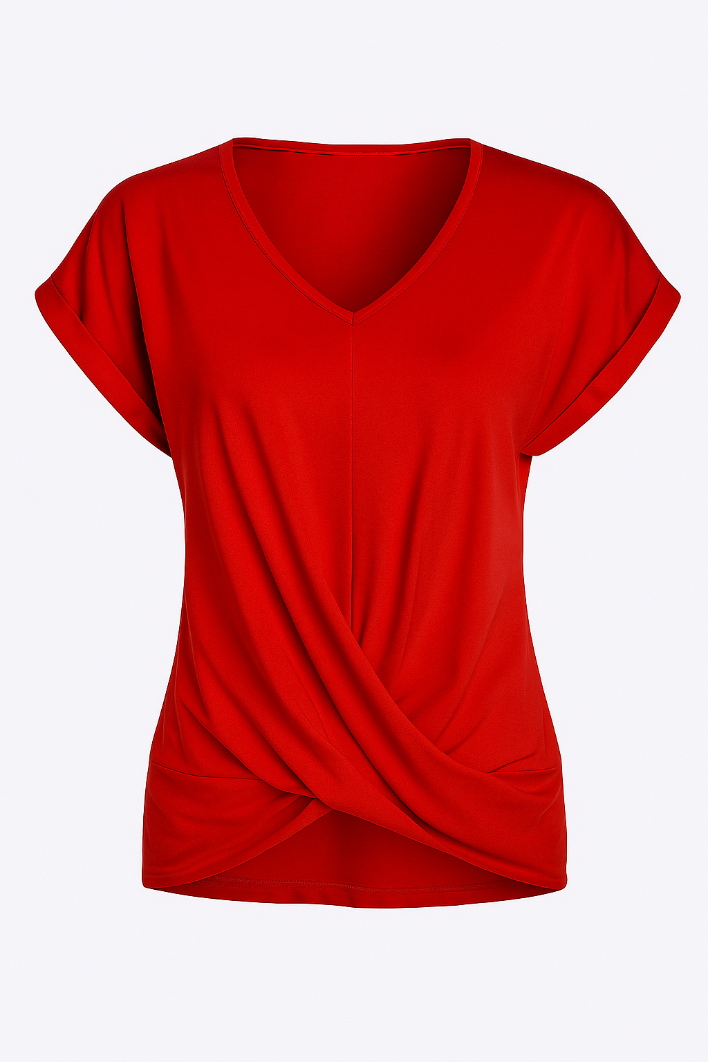 Ruth | V-neck T-shirt i blødt og let stof - Rød - Ruth | V-neck T-shirt i blødt og let stof - €25 - {{ product_tags }
