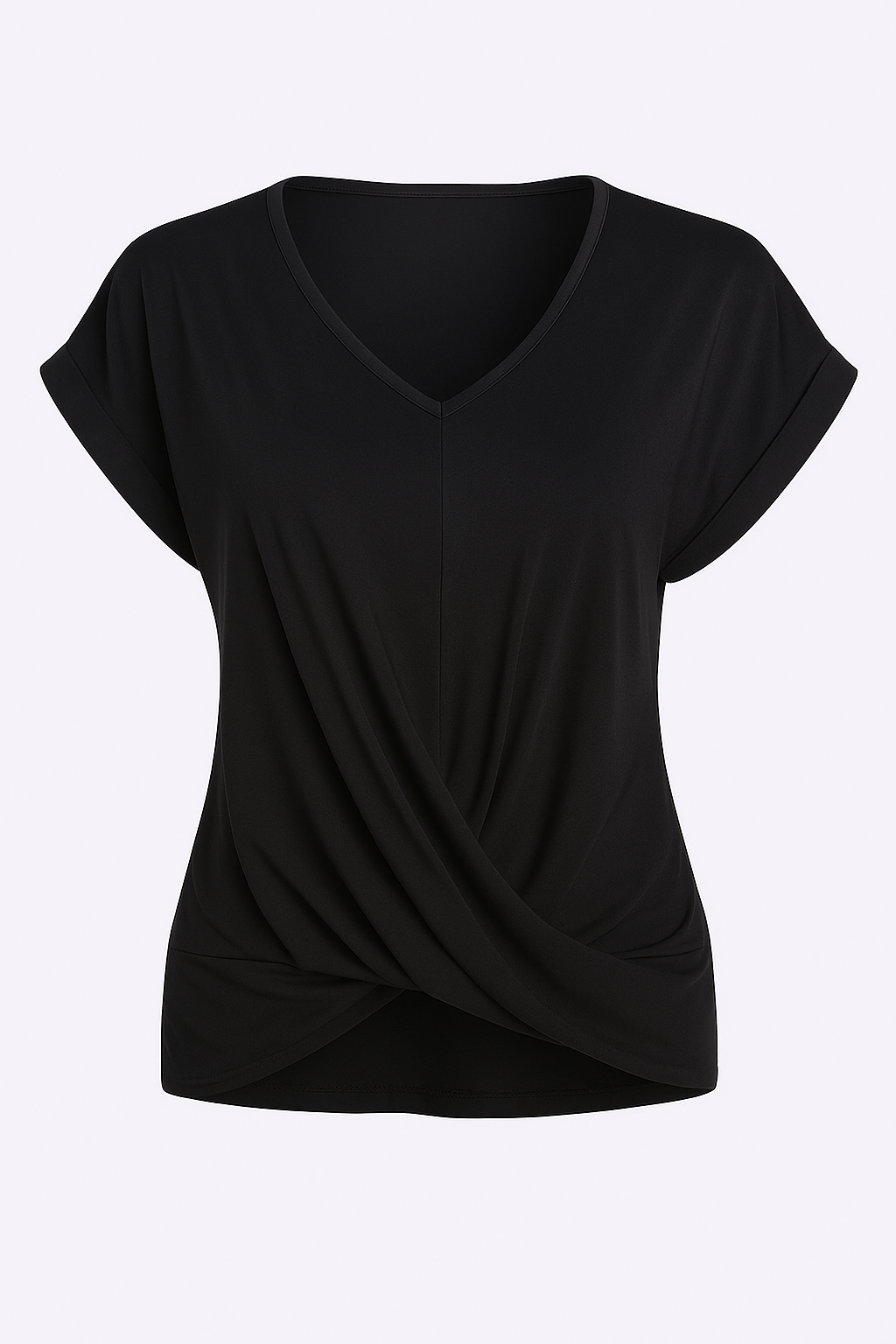 Ruth | V-neck T-shirt i blødt og let stof - Sort - Ruth | V-neck T-shirt i blødt og let stof - €25 - {{ product_tags }