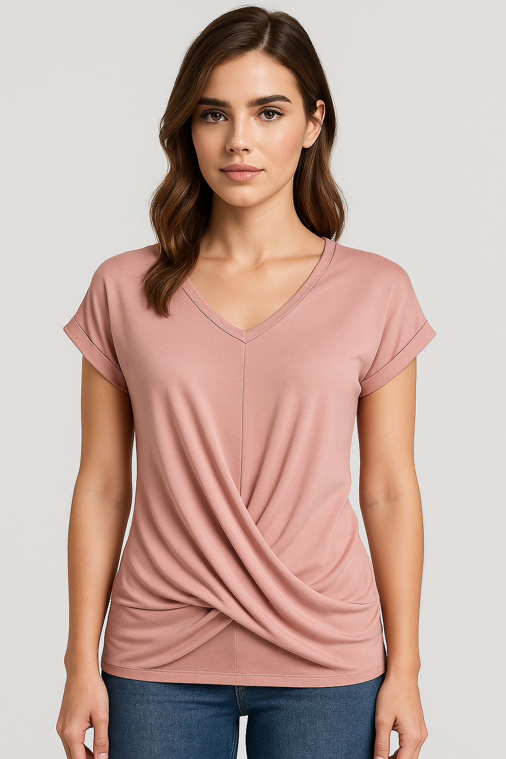 Ruth | V-neck T-shirt i blødt og let stof - - Ruth | V-neck T-shirt i blødt og let stof - €25 - {{ product_tags }
