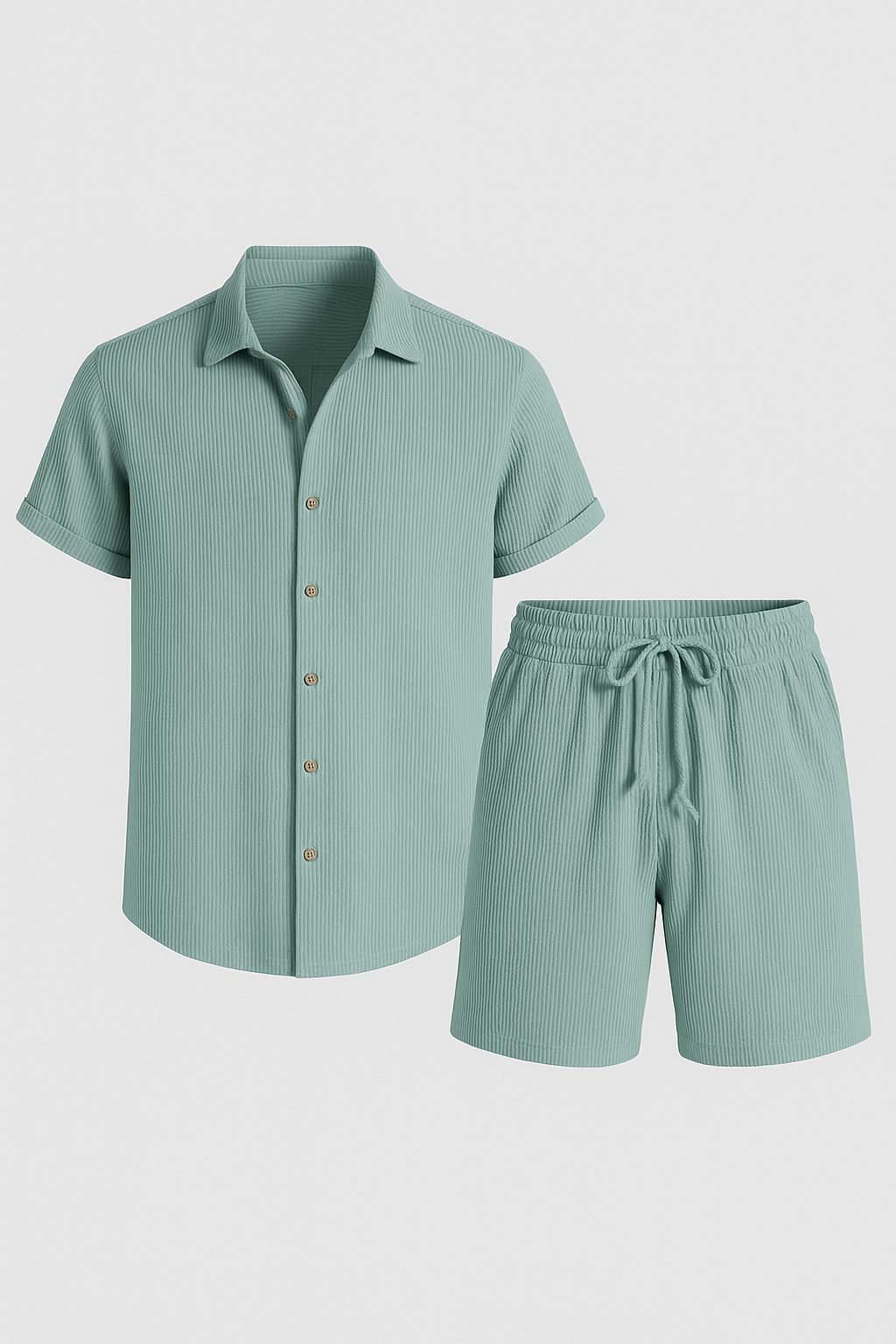 Jasper | Sommer sæt i bomuld med kortærmet skjorte og elastiske shorts - Grøn - Jasper | Sommer sæt i bomuld med kortærmet skjorte og elastiske shorts - €25 - {{ product_tags }