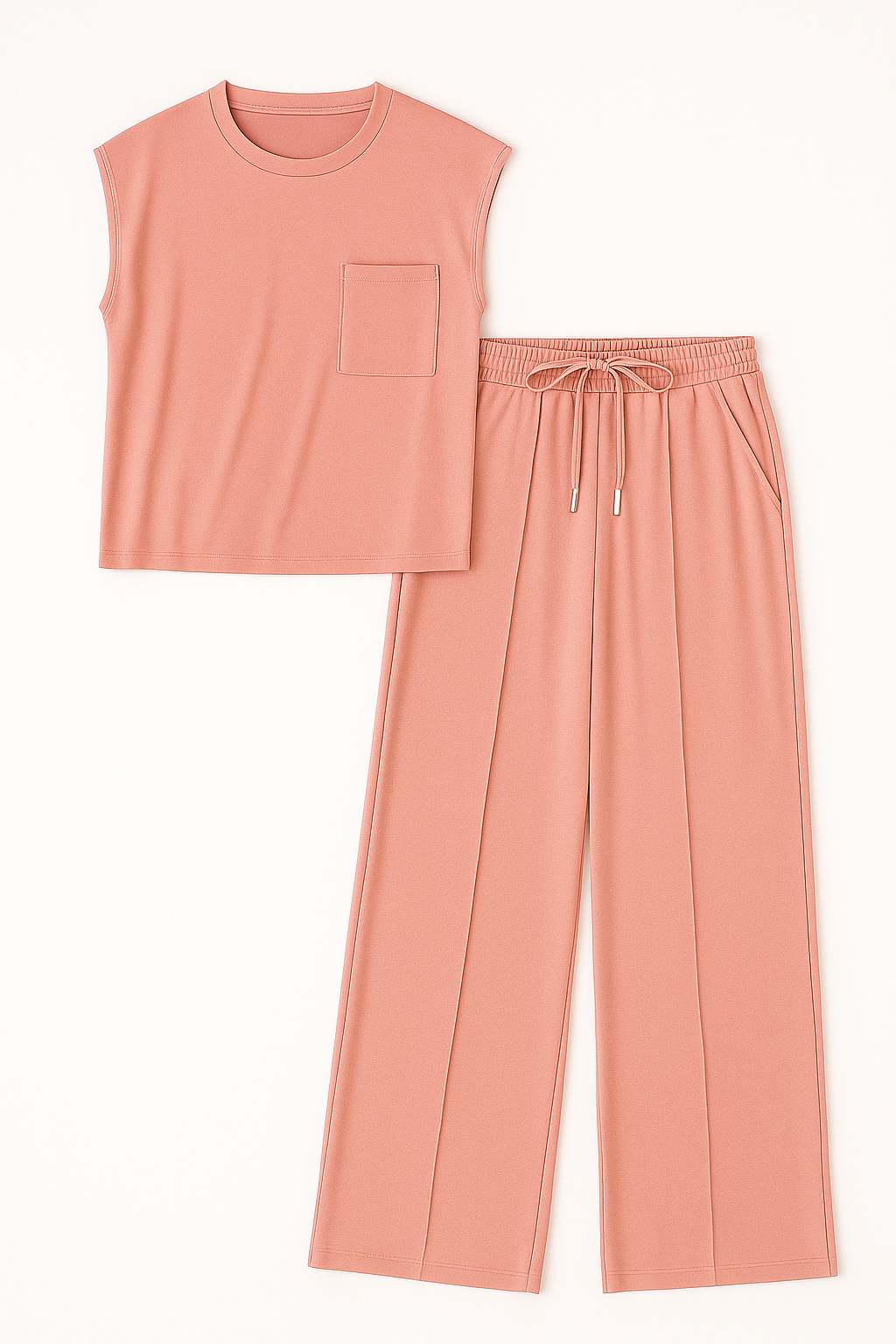 Abbey | Kvinders Elegant To-Delt Sæt Med Bukser - Pink - Kvinders tøj sæt - {{ product_tags }