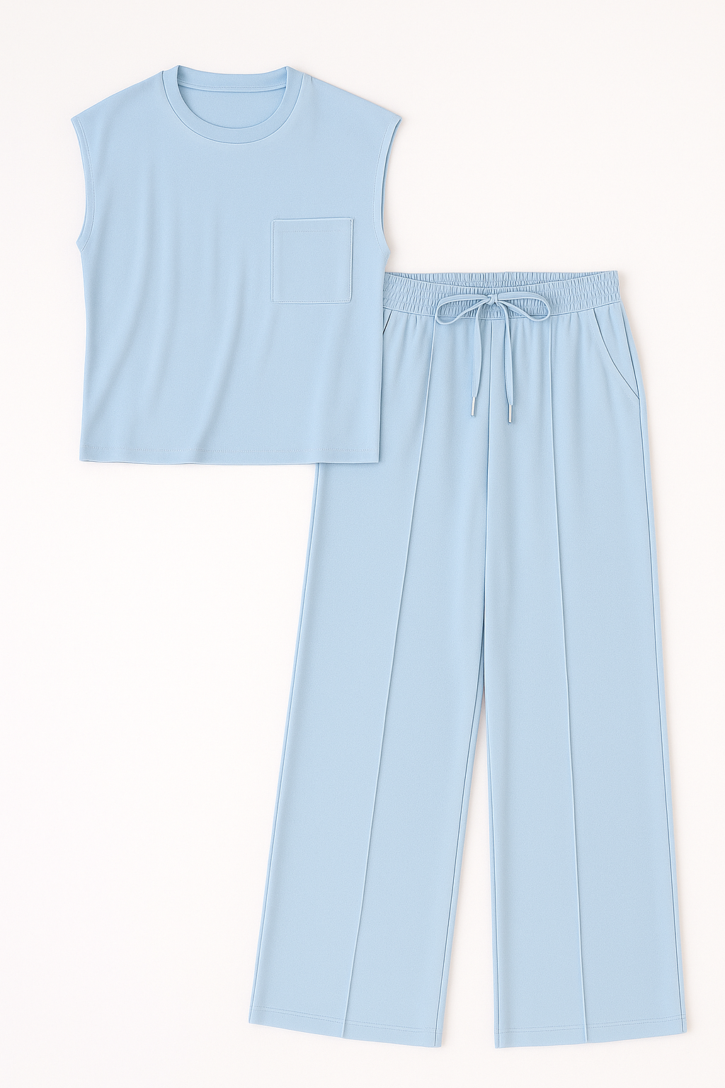 Abbey | Kvinders Elegant To-Delt Sæt Med Bukser - Himmelblå - Kvinders tøj sæt - {{ product_tags }