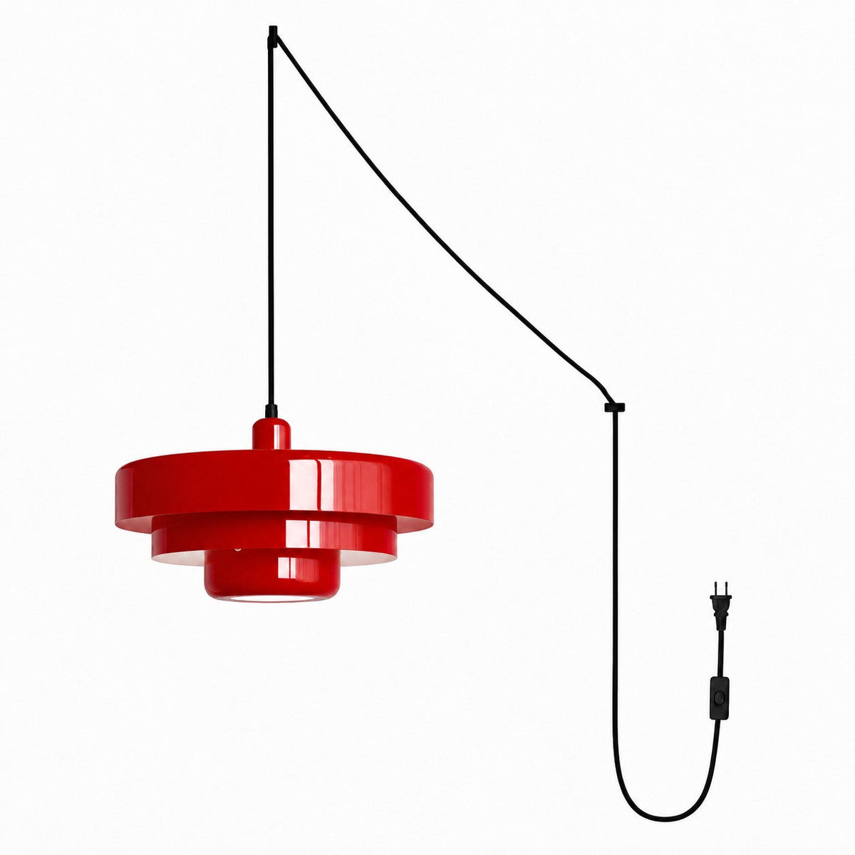 Retro Bauhaus Stikkontakt Pendellampe - Multi Farve - Rød - Home Decor - {{ product_tags }