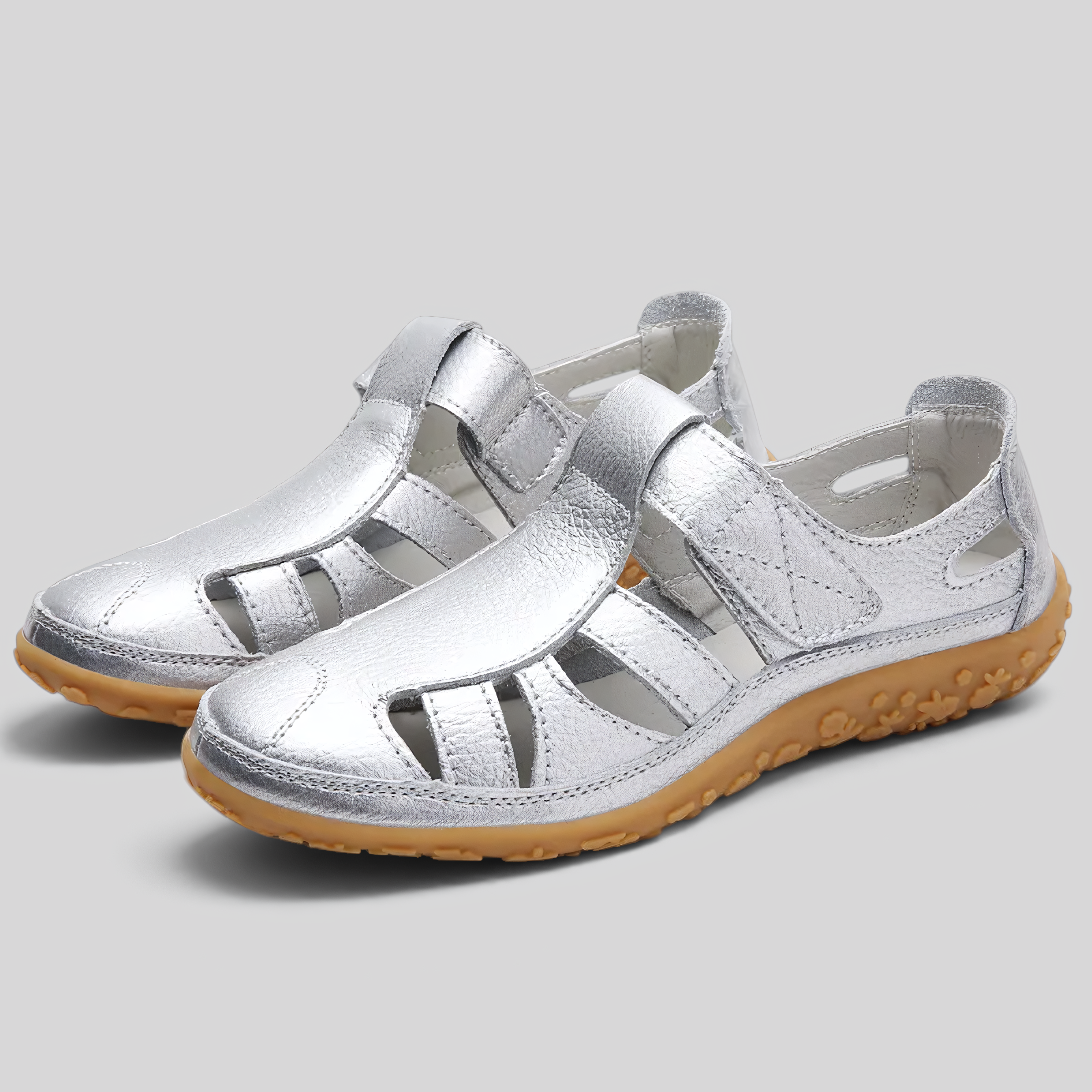 Damesandaler - Ortopædiske, skridsikre og komfortable - Sølv - image_ai - {{ product_tags }