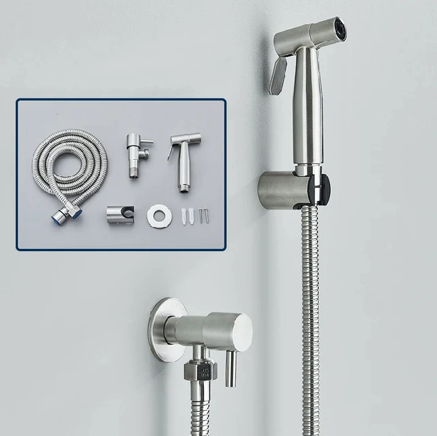 Shinesia | Toilet Bidet Sprayer | Hygiejnisk Rengøring | Komfortabelt og Let - Børstet sølv - other - {{ product_tags }