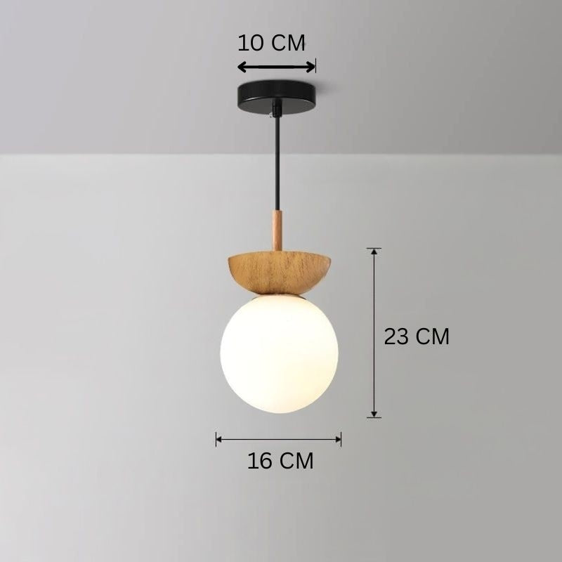 Nordisk Kugle Loftslampe - Træmaling & Metalaccent - - Home Decor - {{ product_tags }