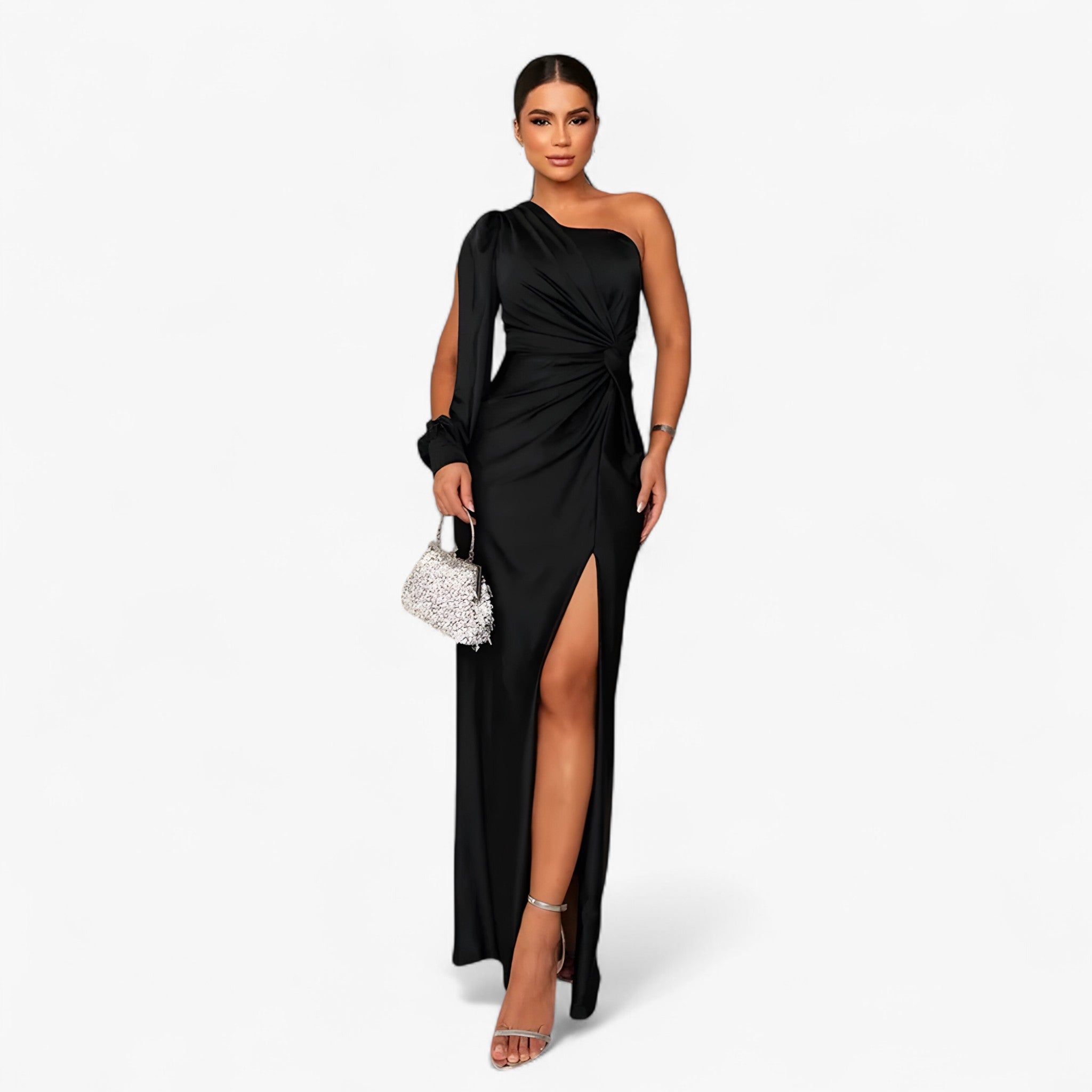 Camilla | Kvinders Satin Kjole - Sort - women's fashion - {{ product_tags }