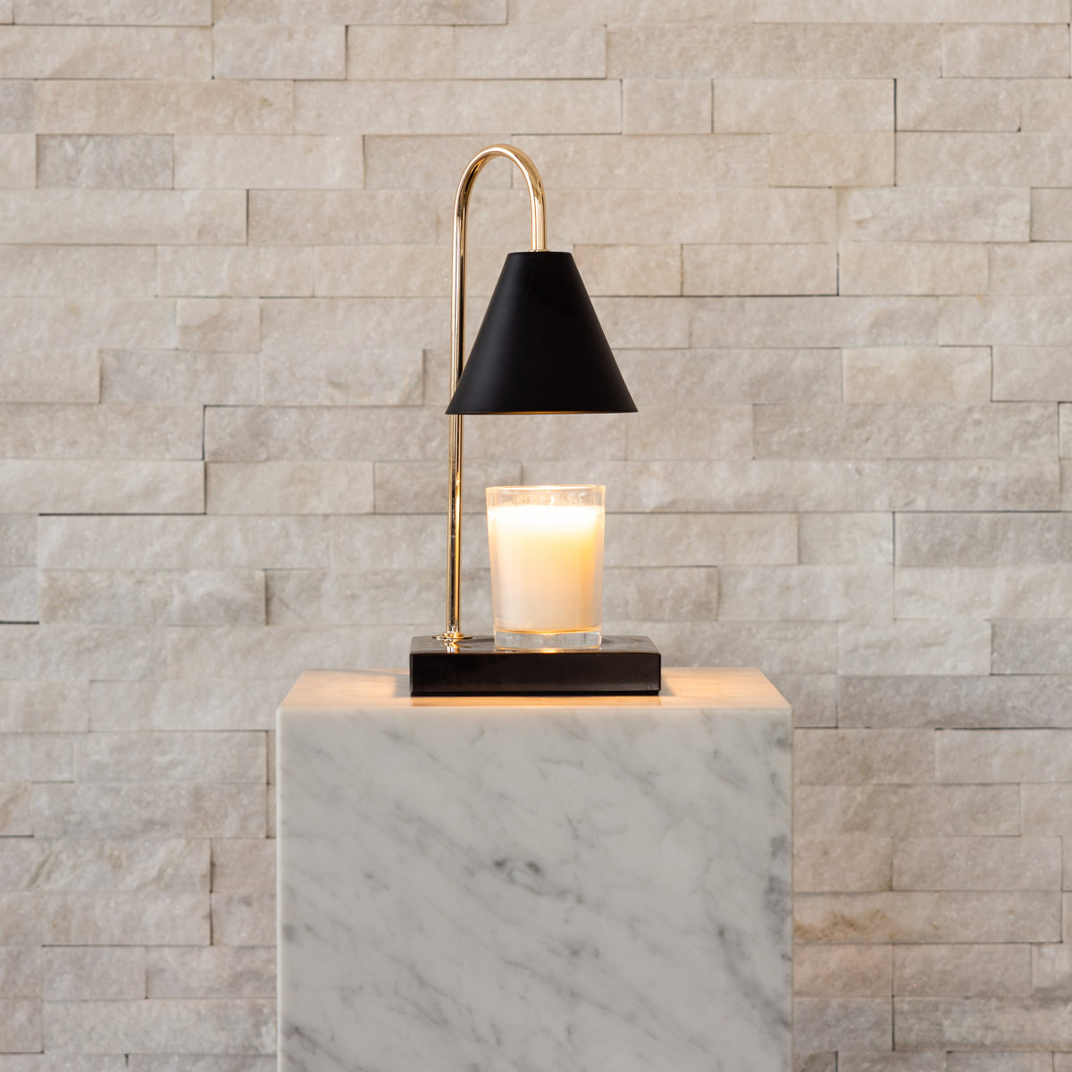 Marmor Duftlys Varmelampe - Flammefri Vokssmeltelampe med Timer - Sort - sort marmor - Winter Gadgets - {{ product_tags }