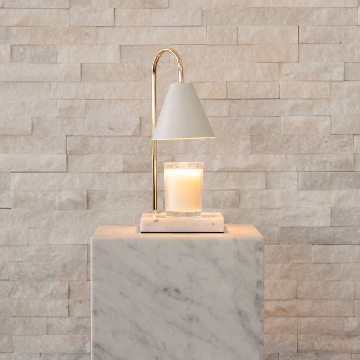 Marmor Duftlys Varmelampe - Flammefri Vokssmeltelampe med Timer - Hvid - hvid marmor - Winter Gadgets - {{ product_tags }