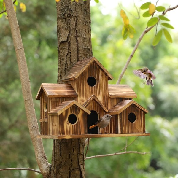 Håndlavet fuglehus med 6 huller - - house & garden - {{ product_tags }