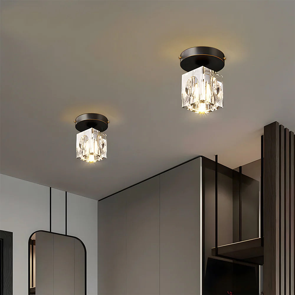 Geometrisk Krystal Loftlampe - Moderne Sort eller Guld Finish