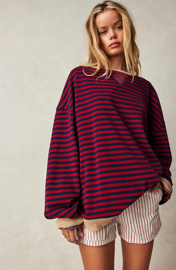 Dame Stribet Crewneck Sweater - Casual Striktop