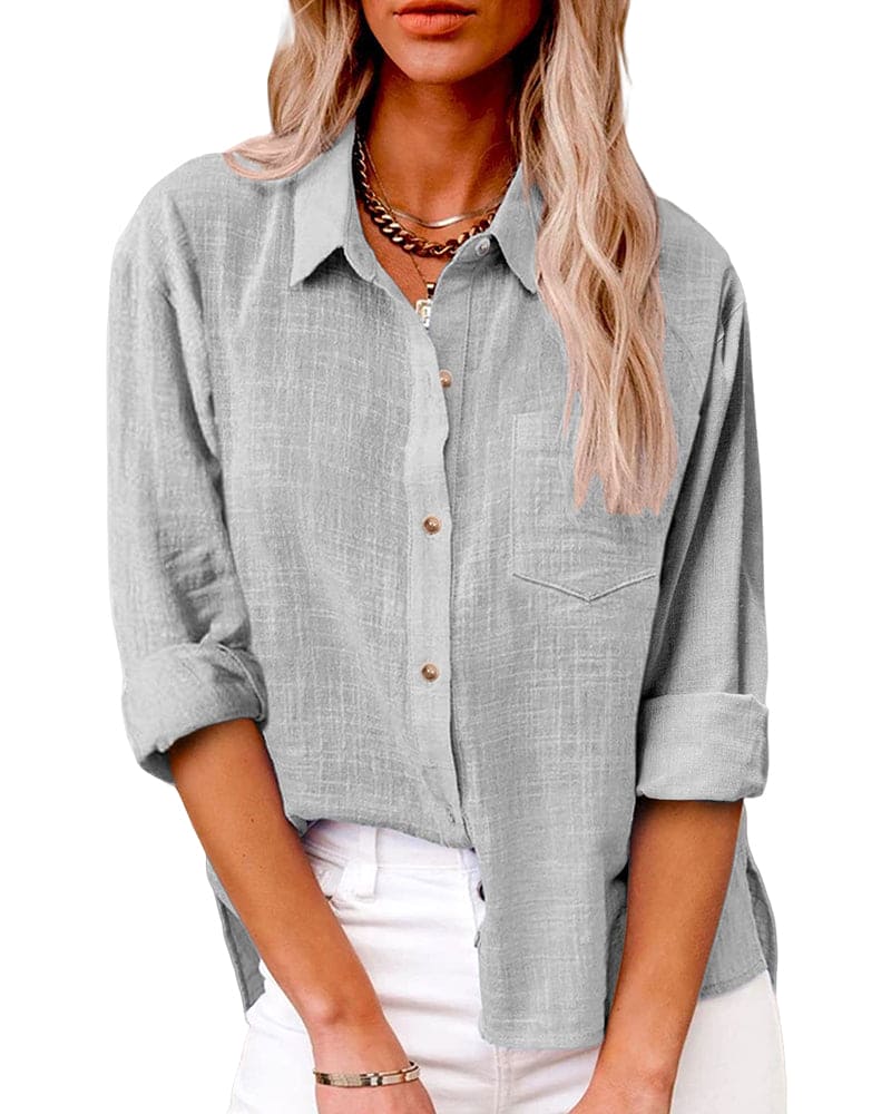 Dame Afslappet Skjorte - Løs Casual Bluse