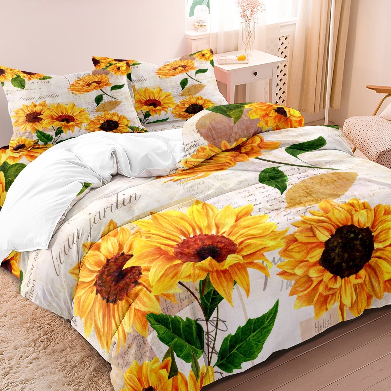 Luksuriøse lag - Sengesæt med solsikkeblomst dynebetræk | Gogh | Frankrig | Beau Jardin - EU King - house & garden - {{ product_tags }