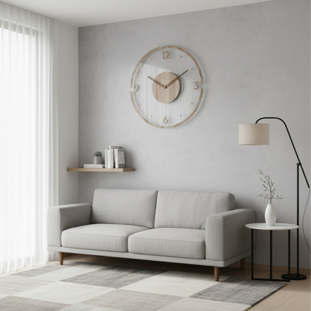 Lydløst Design Vægur - Akryl & Træ - - Home Decor - {{ product_tags }
