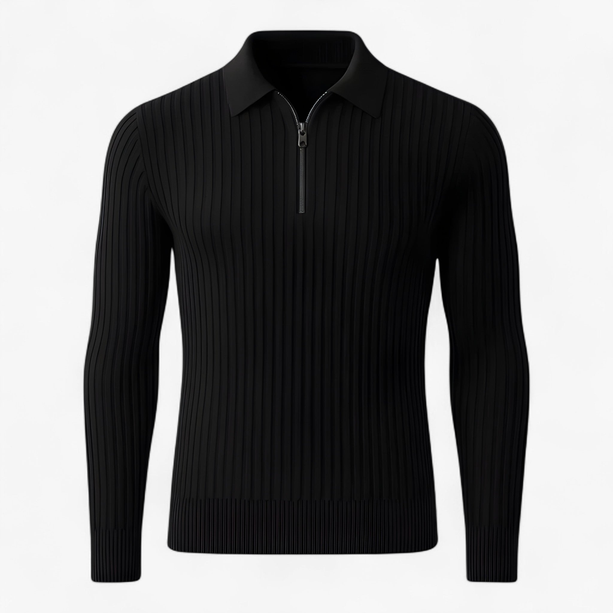 Jerry - Halv-zip Merino Sweater - Sort - men's fashion - {{ product_tags }