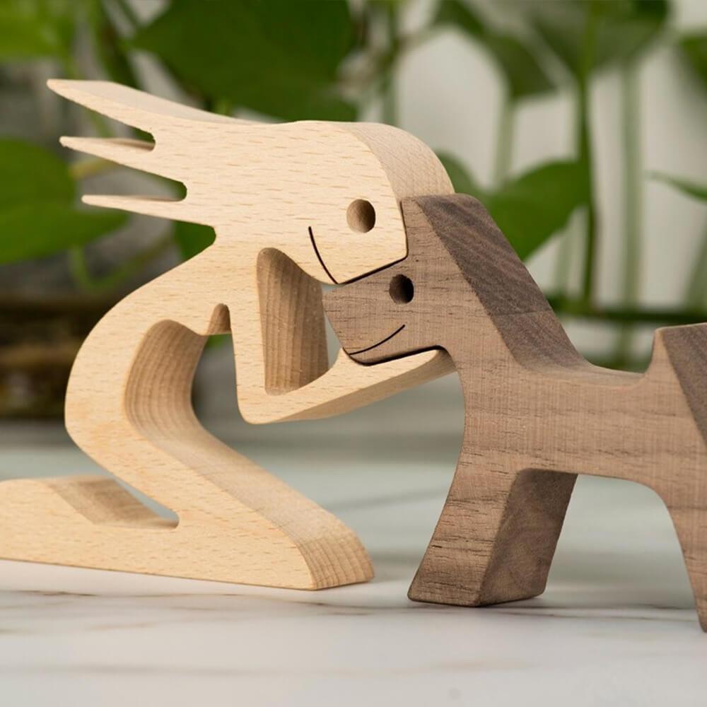 Træskulptur af mand og hund - - house & garden - {{ product_tags }