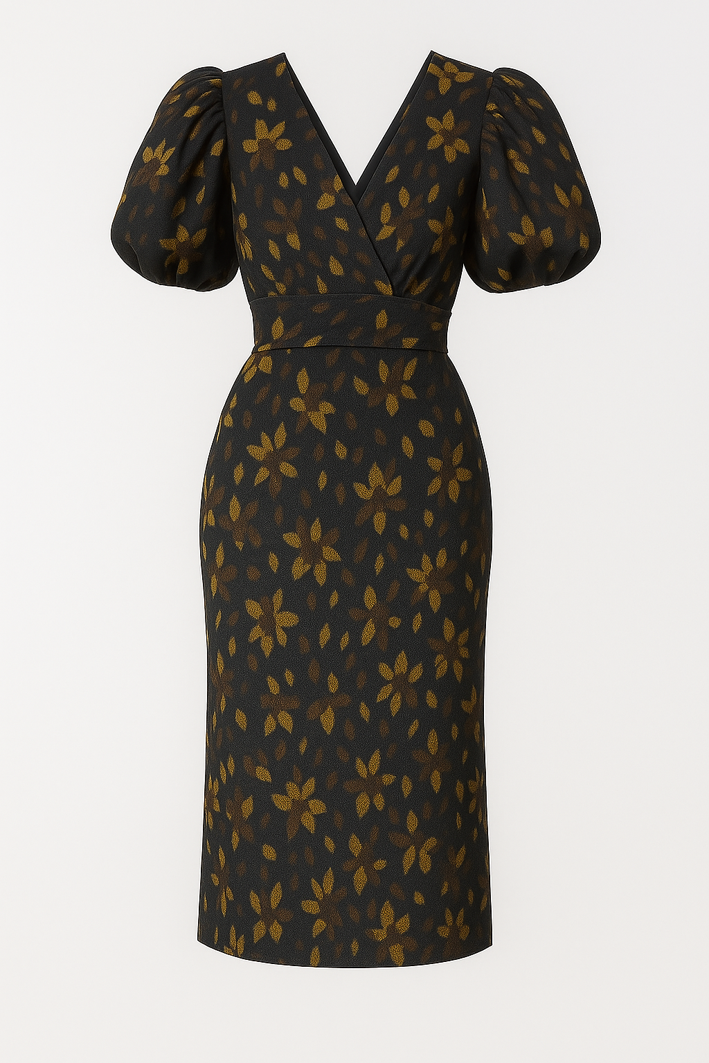 Emery – Elegant midi-kjole med puffærmer og blomsterprint til en chic sommer - Sort - Emery – Elegant midi-kjole med puffærmer og blomsterprint til en chic sommer - €25 - {{ product_tags }