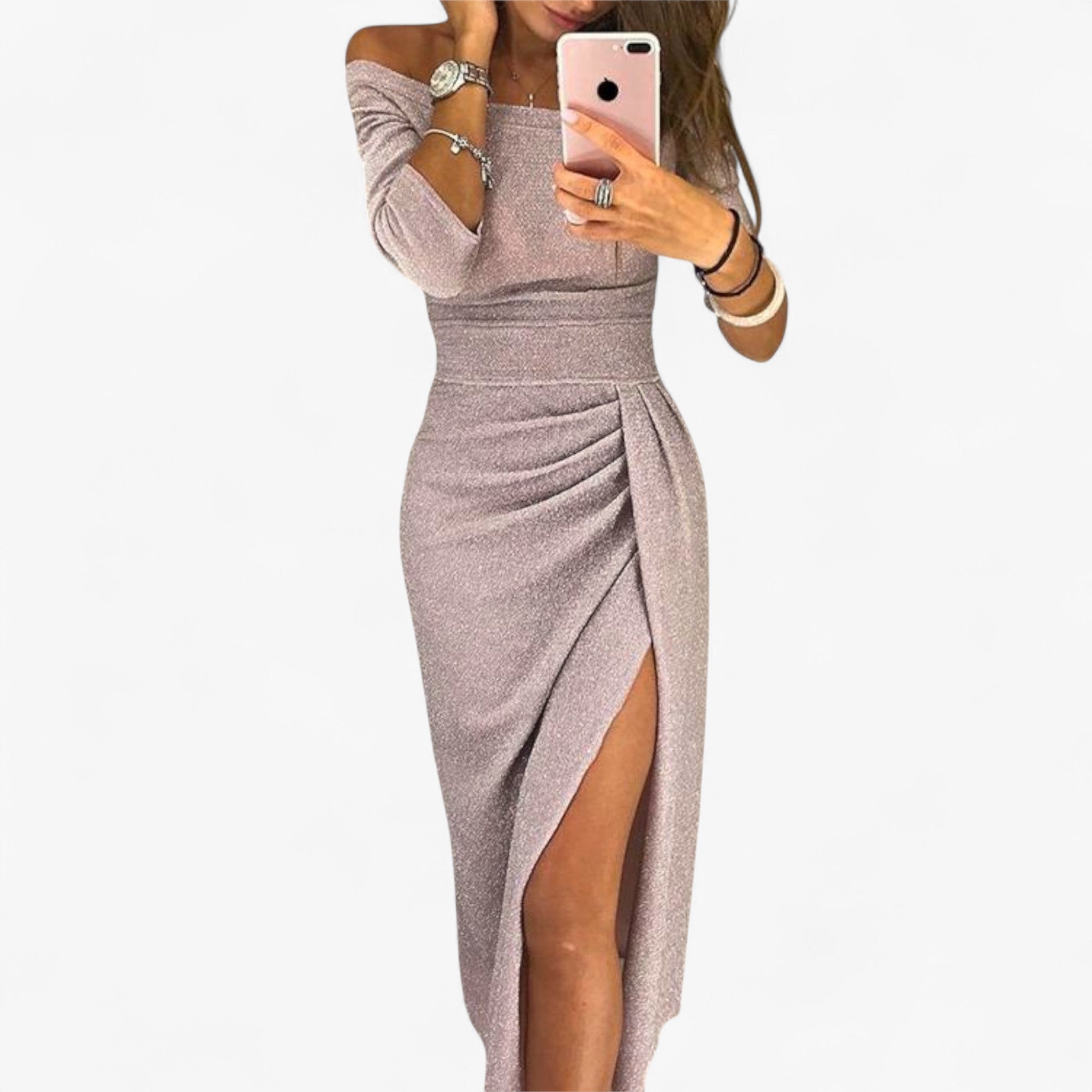 Alwinna - Elegant kjole med bare skuldre - Lilla - women's fashion - {{ product_tags }