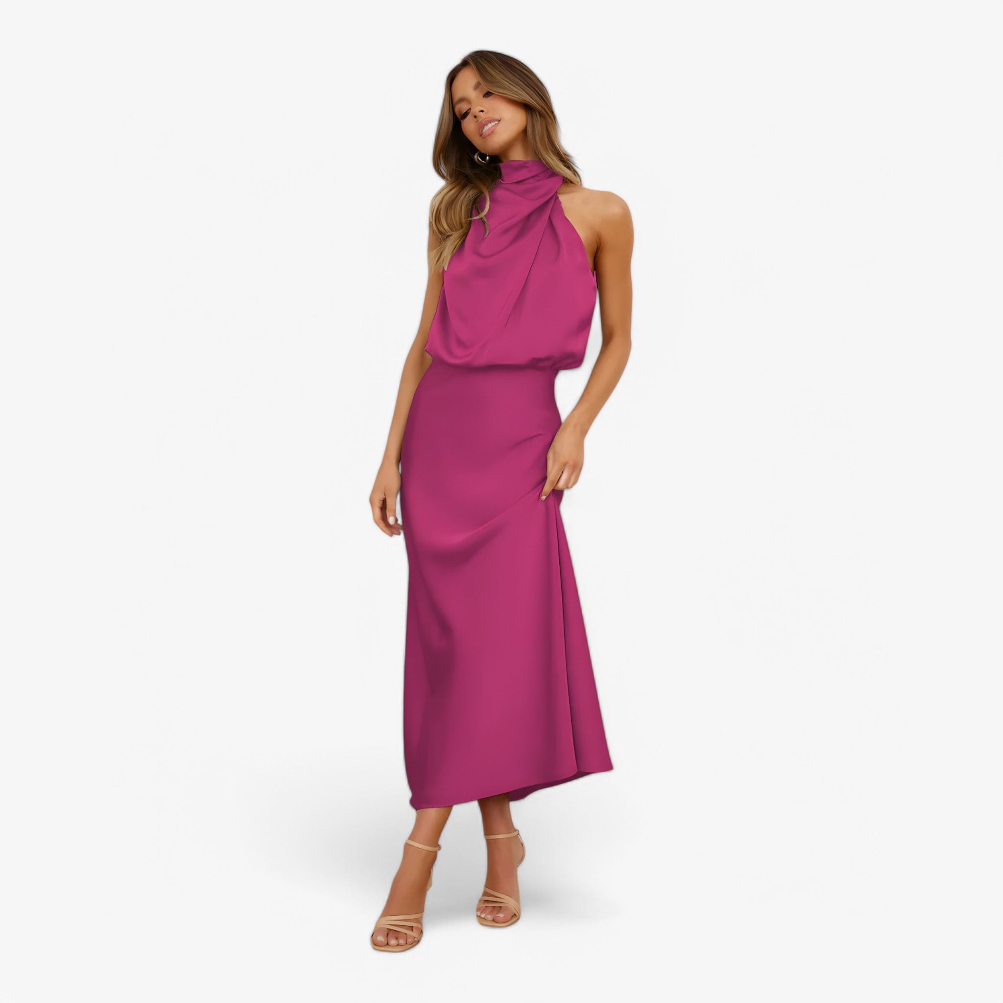 Vivienne | Satin kjole - Yndefuld og elegant - Viola - women's fashion - {{ product_tags }