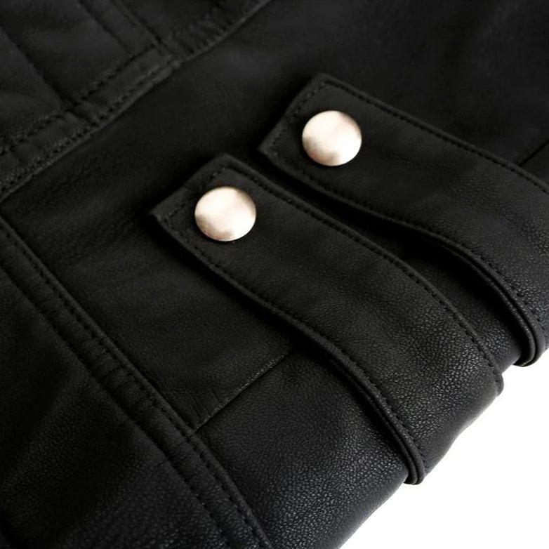 Herre Bikerjakke i Kunstlæder med Kontrastrande - - Kleding en accessoires > Kleding > Buitenkleding > Jassen en jacks - {{ product_tags }