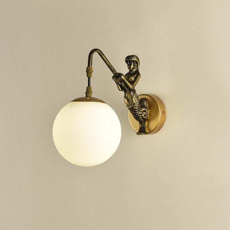 Rustik Kugle Væglampe - Vintage Design Sconce - Guld Hvid - Home Decor - {{ product_tags }
