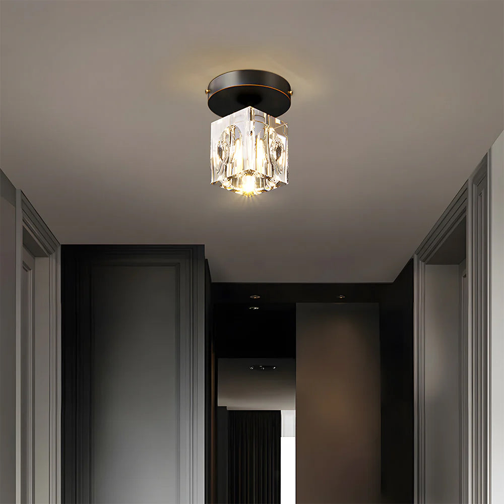 Geometrisk Krystal Loftlampe - Moderne Sort eller Guld Finish