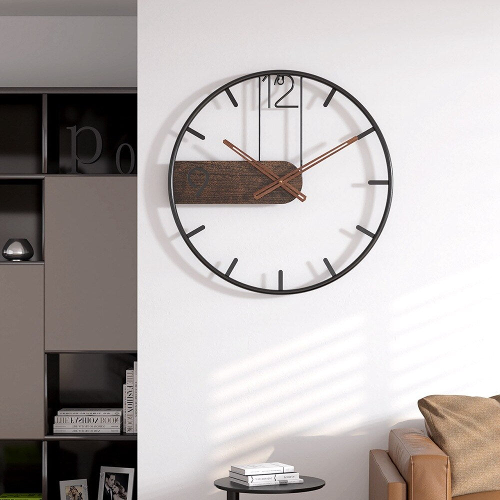 Stål-valnød | Elegant designet ur - Udvid dit rum med et raffineret miks af materialer - - watches - {{ product_tags }