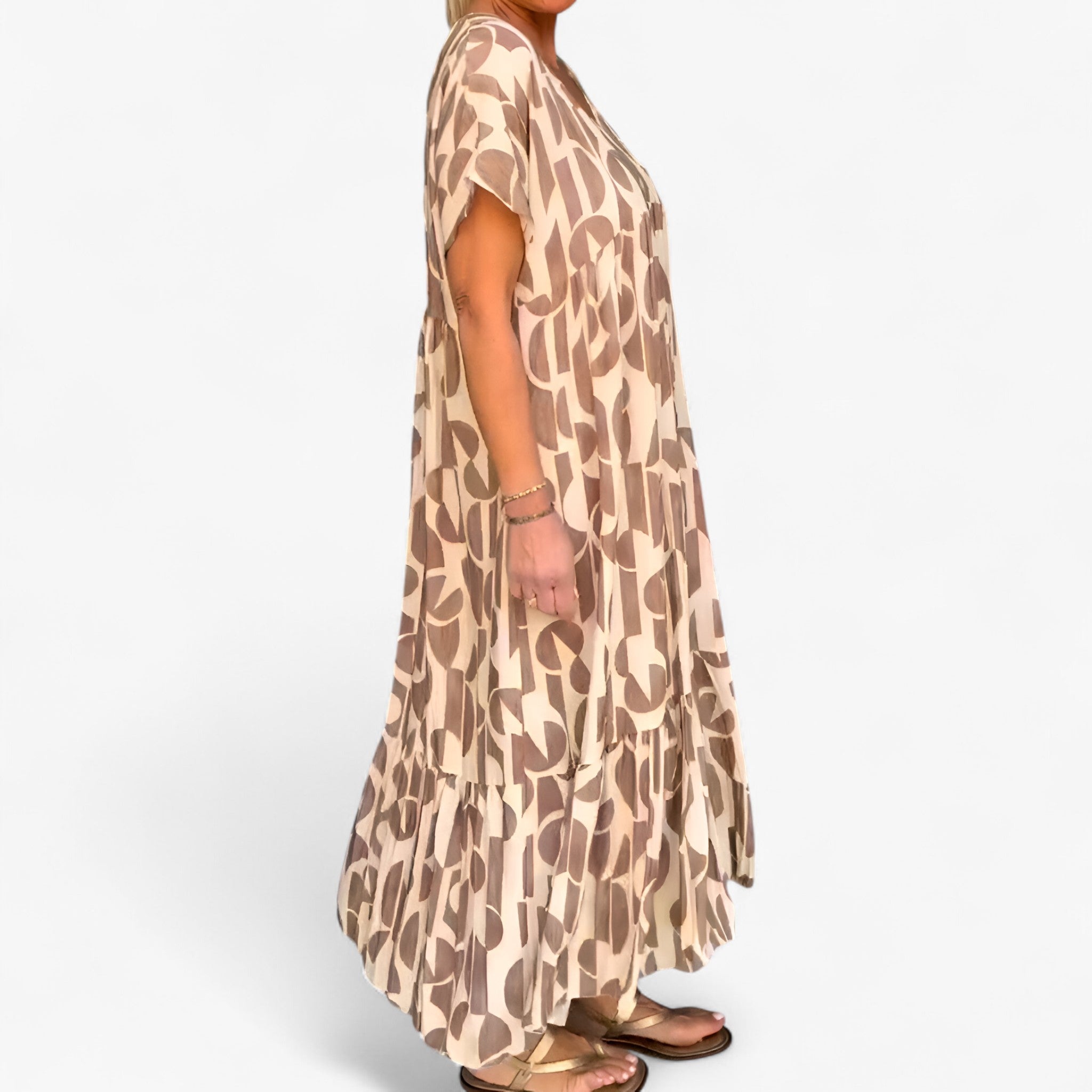 Judith | Kvinders Let V-hals Kjole i Åndbart Stof - - women's fashion - {{ product_tags }