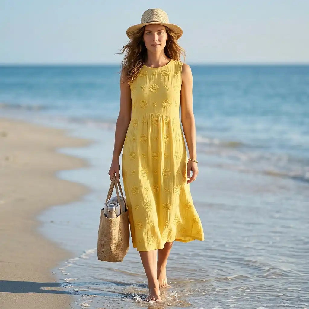 Élodie | Elegant oversized ærmeløs kjole med broderi for et sofistikeret look