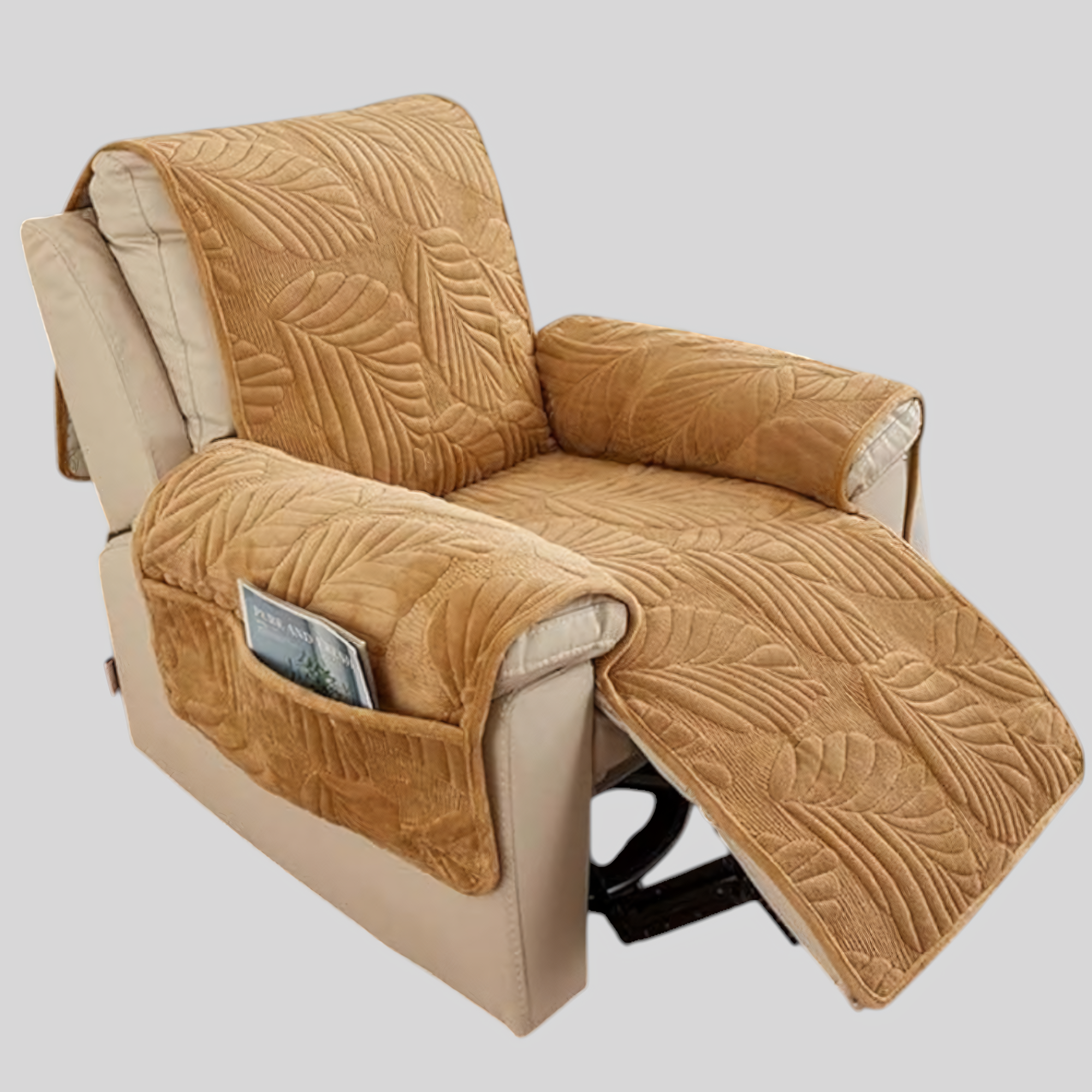 Recliner lænestolsbetræk - Grønt bladmønster, skridsikkert - Khaki 24"x88.5" - Recliner Sofa Covers - {{ product_tags }