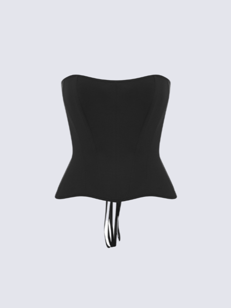 Violette™ - Satinbustier - Sort - Violette™ - Satinbustier- €25 - {{ product_tags }