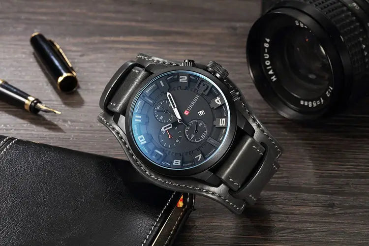 Kronograf-ur i læder til mænd - - watches - {{ product_tags }