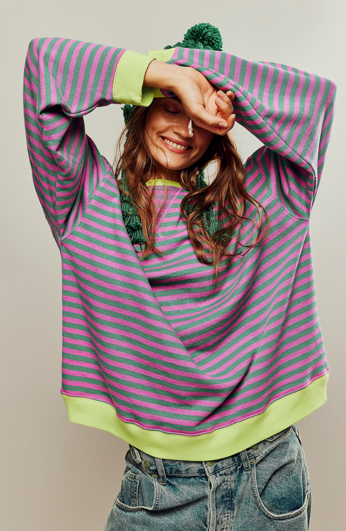 Dame Stribet Crewneck Sweater - Casual Striktop