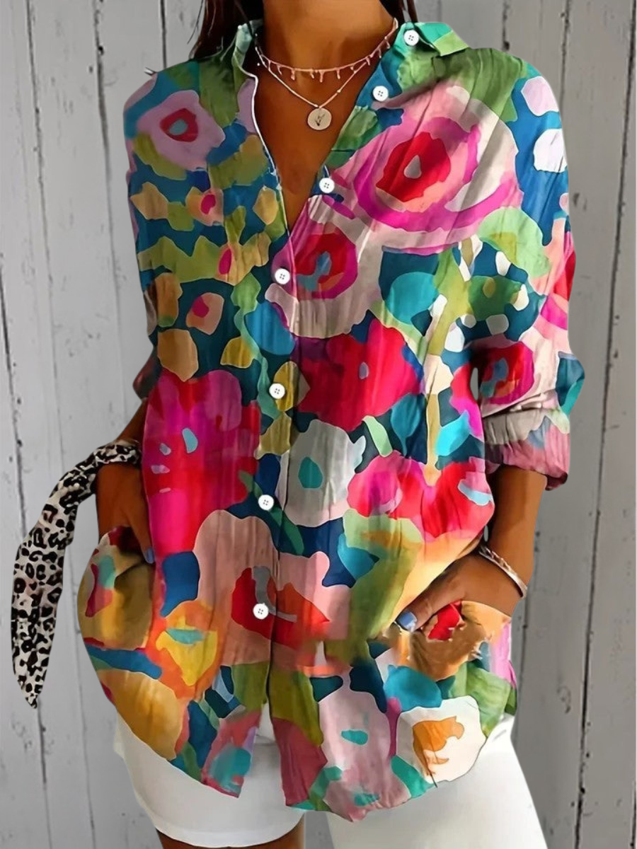 Deliane | Levende Kunstnerisk Knap-Op Bluse