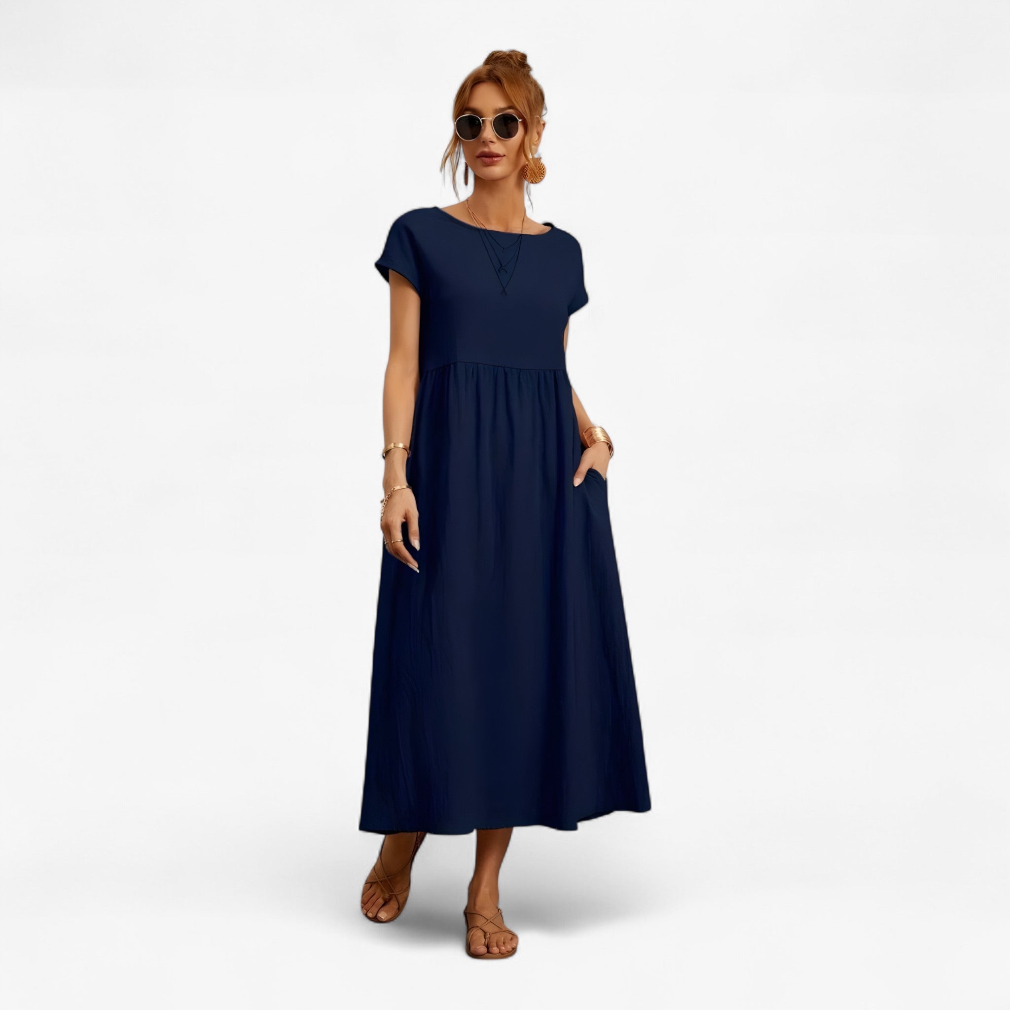 Zirie | Elegant Kjole - Marineblå - women's fashion - {{ product_tags }