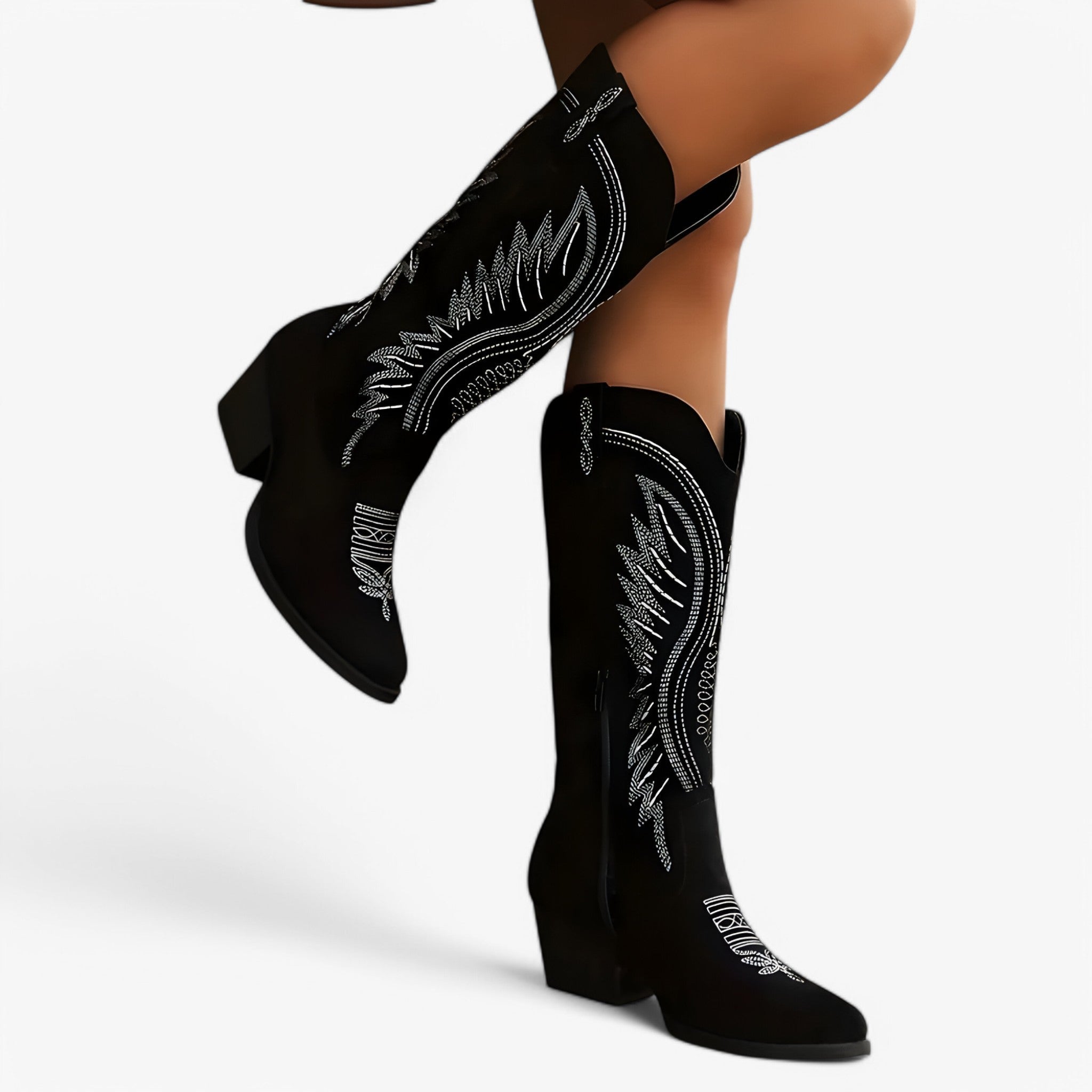 Lina | Trendy Cowboy Støvler - Sort - shoes - {{ product_tags }