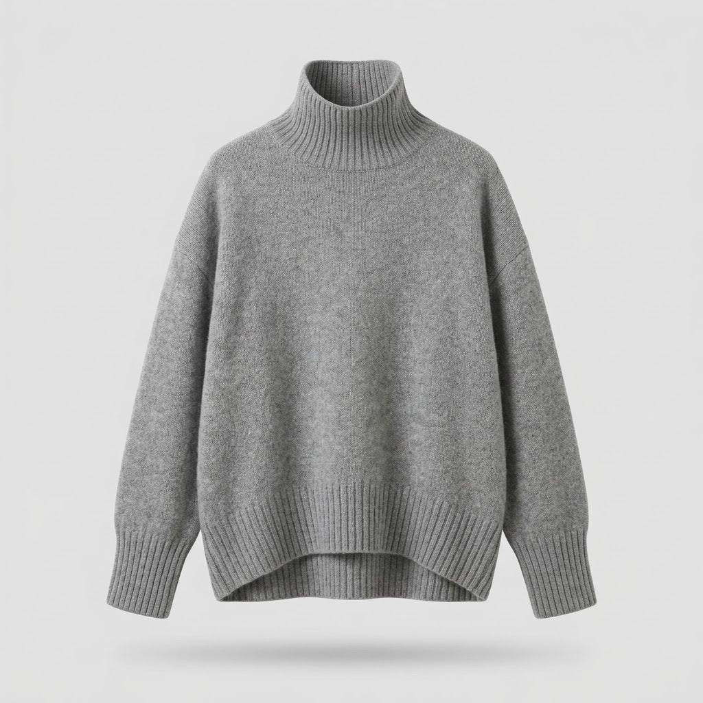Damesweater i cashmere med rullekrave