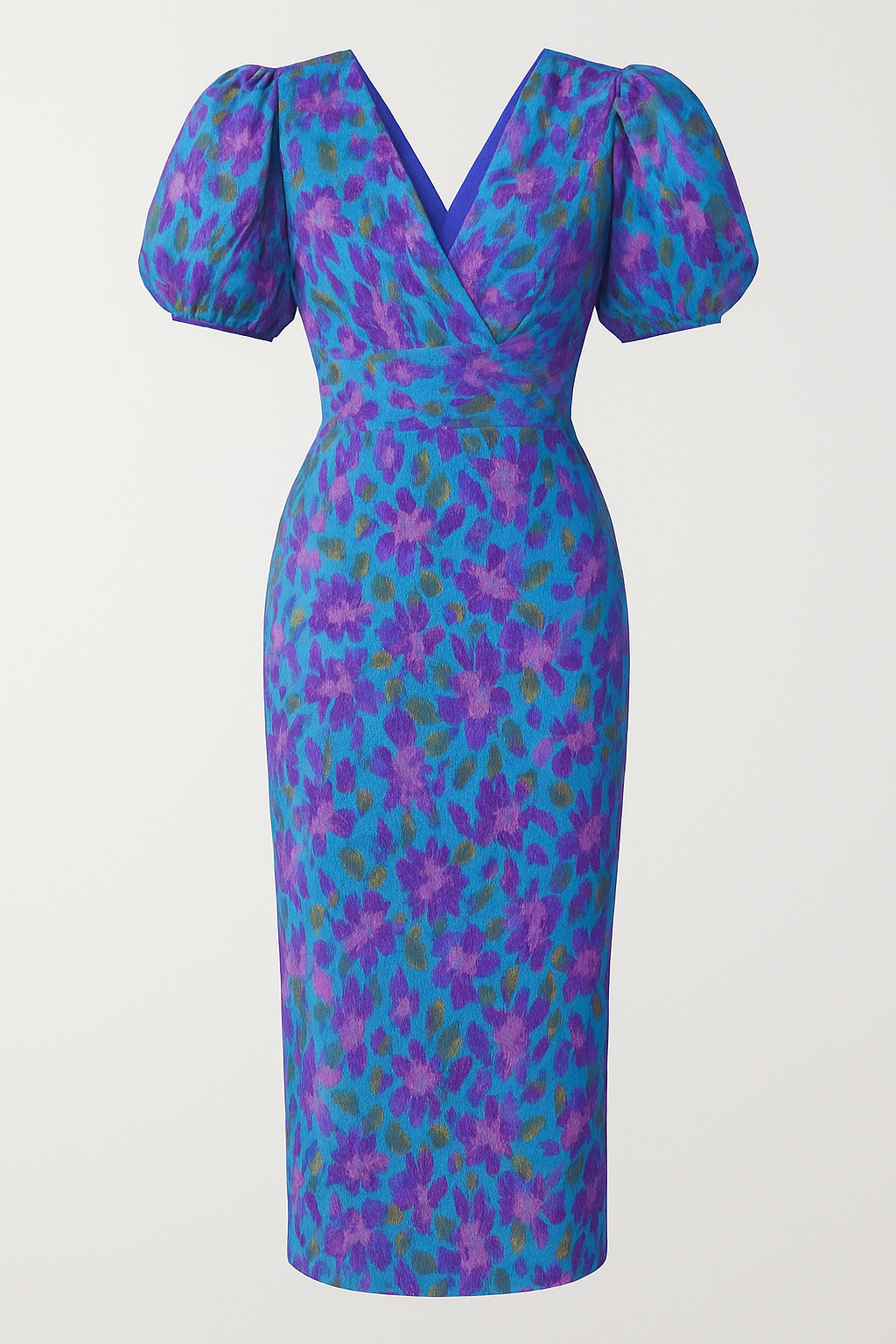 Emery – Elegant midi-kjole med puffærmer og blomsterprint til en chic sommer - Blå - Emery – Elegant midi-kjole med puffærmer og blomsterprint til en chic sommer - €25 - {{ product_tags }