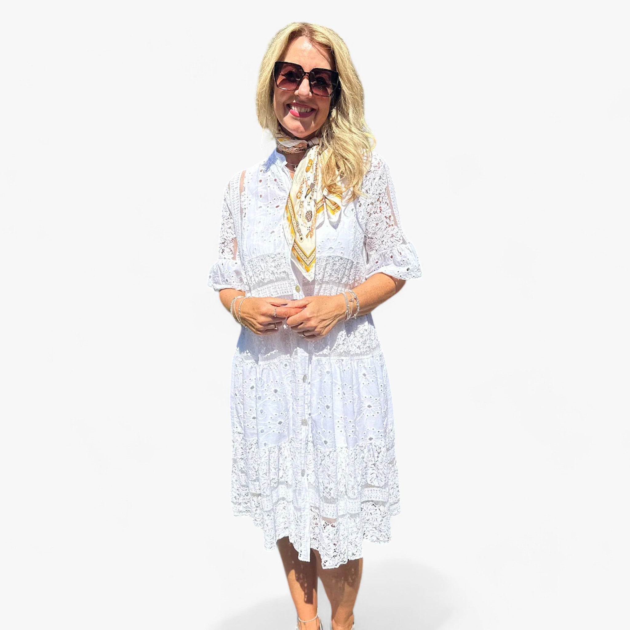 Adele | Spidskjole - Tidssvarende elegance med fine detaljer - Hvid - women's fashion - {{ product_tags }