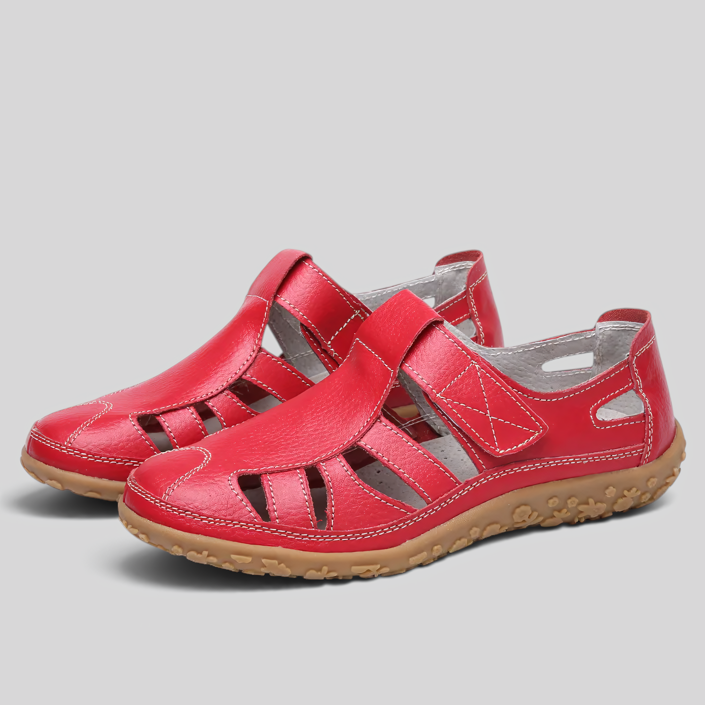 Damesandaler - Ortopædiske, skridsikre og komfortable - Rød - image_ai - {{ product_tags }