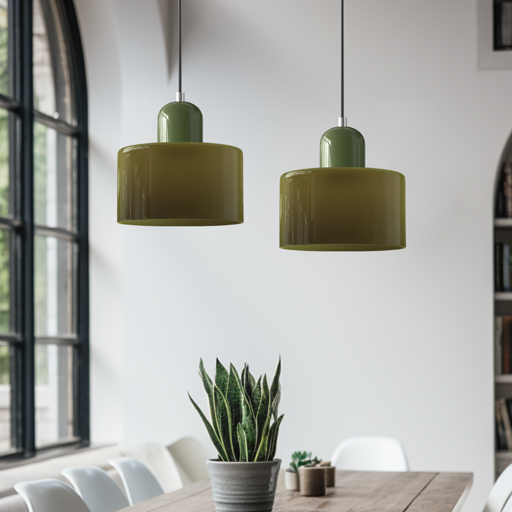 Farvet Glas Bauhaus Pendel – Retro Blikfang