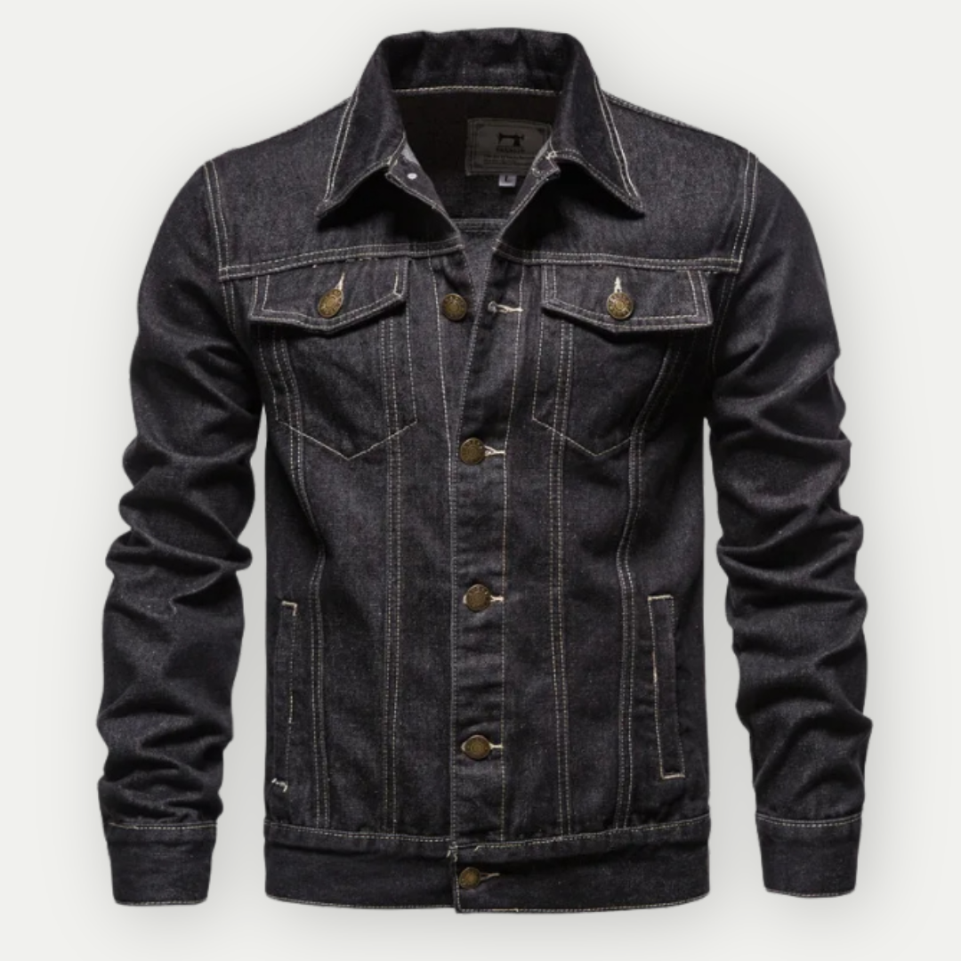Frederik - Klassisk truckerjakke i jeansmaterial til herrer - Sort - men's fashion - {{ product_tags }