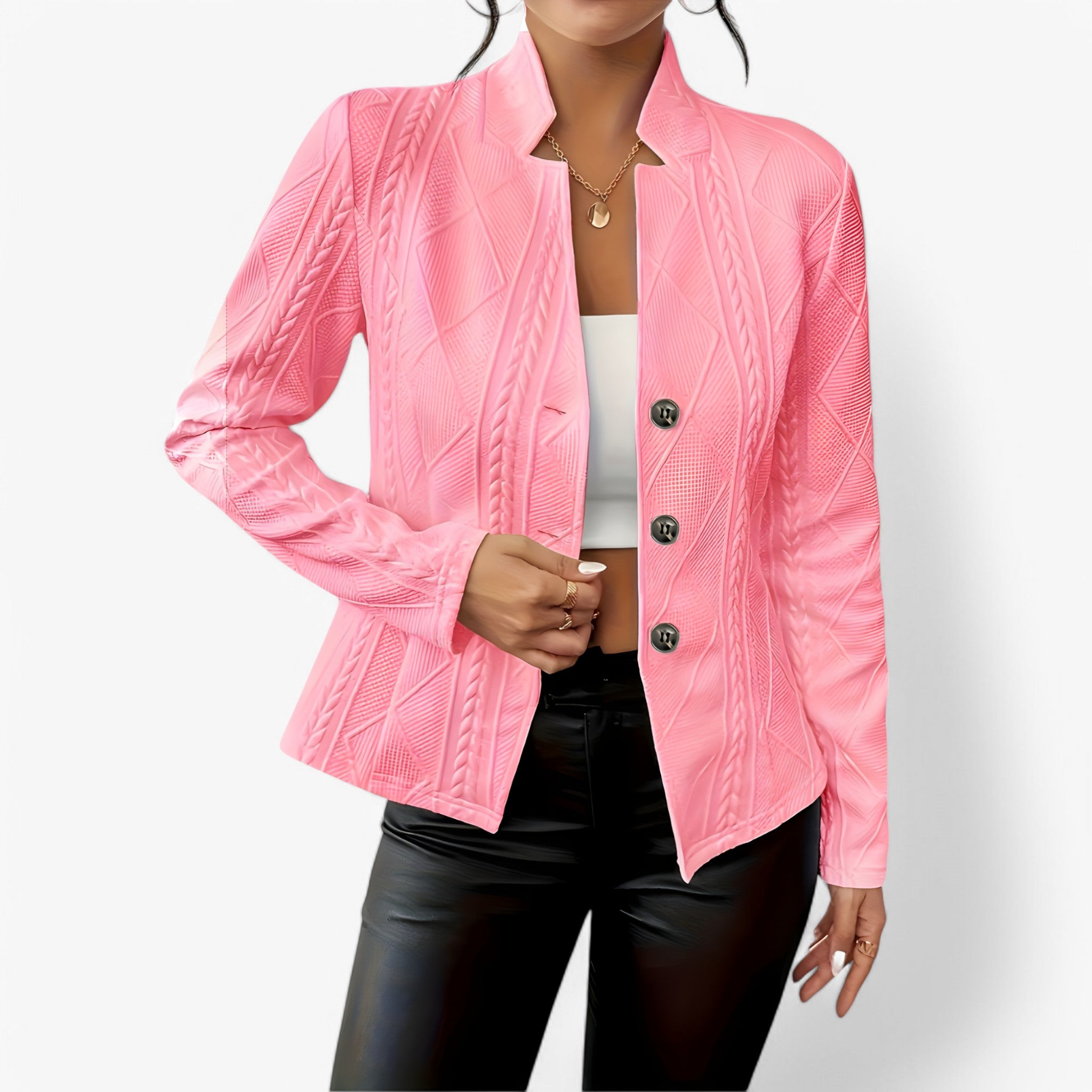 Reina – Elegant Skræddersyet Midjekappe - Rosa - Reina – Elegant Skræddersyet Midjekappe - €25 - {{ product_tags }