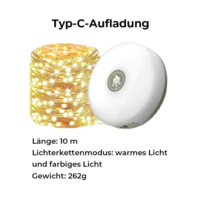 Bærbar, sammenklappelig og vandtæt lyskæde - Type-C opladning 10 m 393.7 inch - other - {{ product_tags }