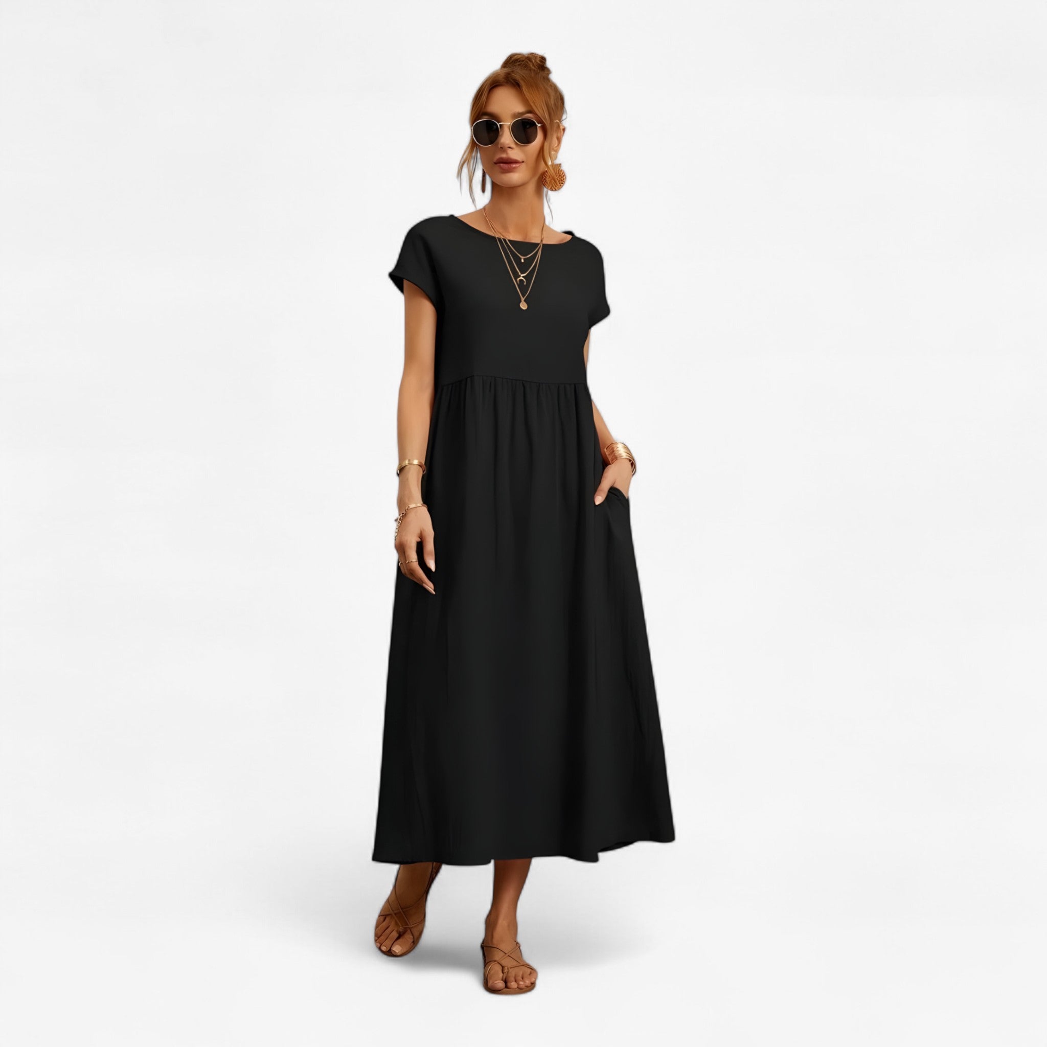 Zirie | Elegant Kjole - Sort - women's fashion - {{ product_tags }