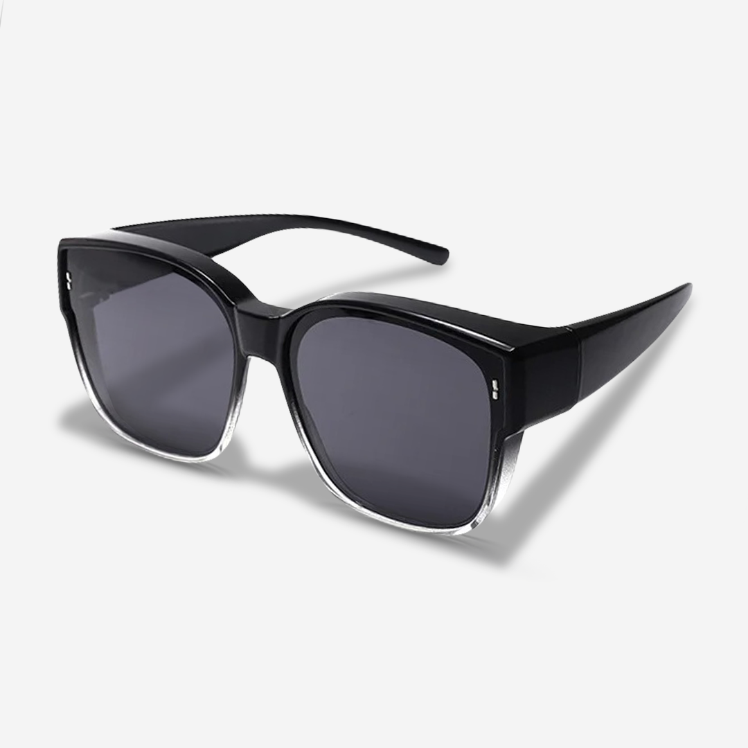 ClipShades | Stilige solbriller til brillebærere – Det perfekte solbeskyttelse til dine briller - Elegant Halv Sort - women's fashion - {{ product_tags }
