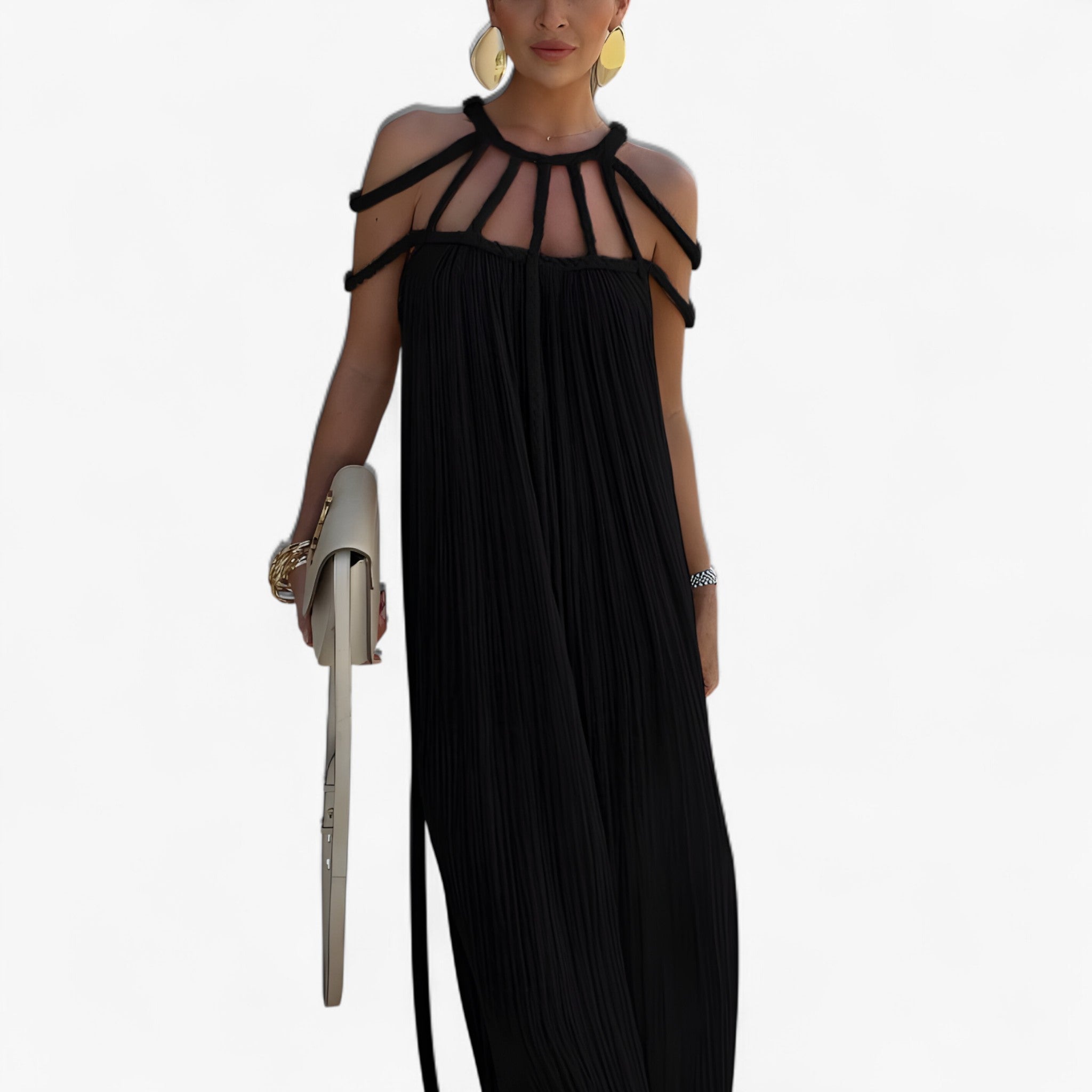 Linette | Lang Kjole - Sort One size (34-46) - women's fashion - {{ product_tags }