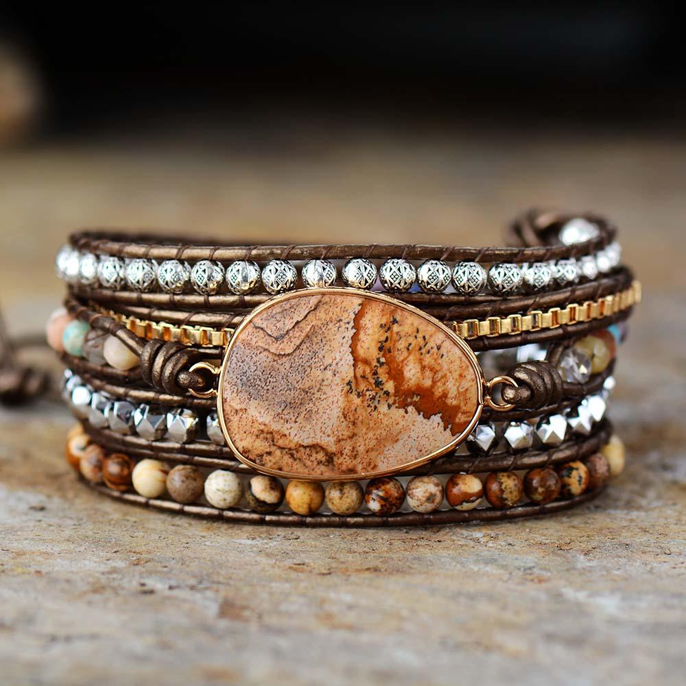 Jordforbindelse med helende energi i læderarmbånd - - other - {{ product_tags }